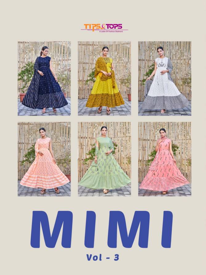 Tips Tops Mimi 3 Party Wear Wholesale Gown With  Dupatta Collection